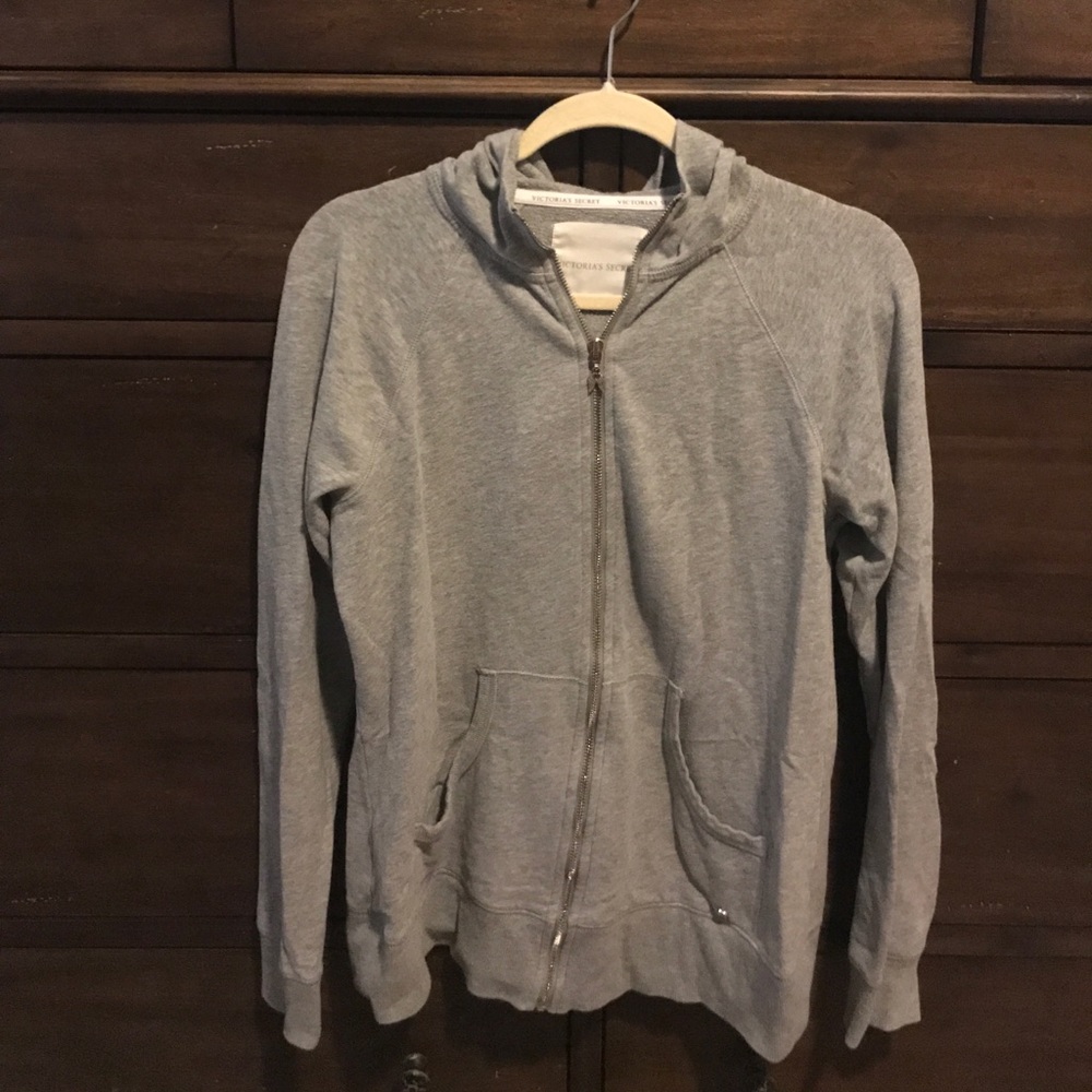 Victoria's Secret Grey zipper hoodie - Picture 2 of 4